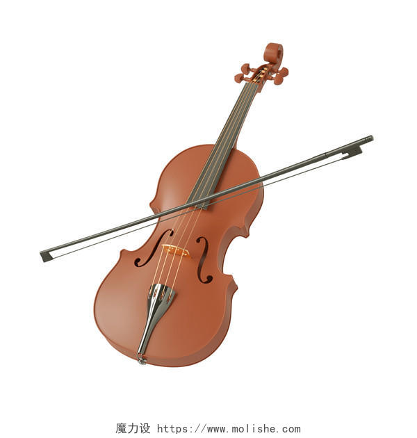棕色卡通3D立体音乐大提琴元素3DC4D